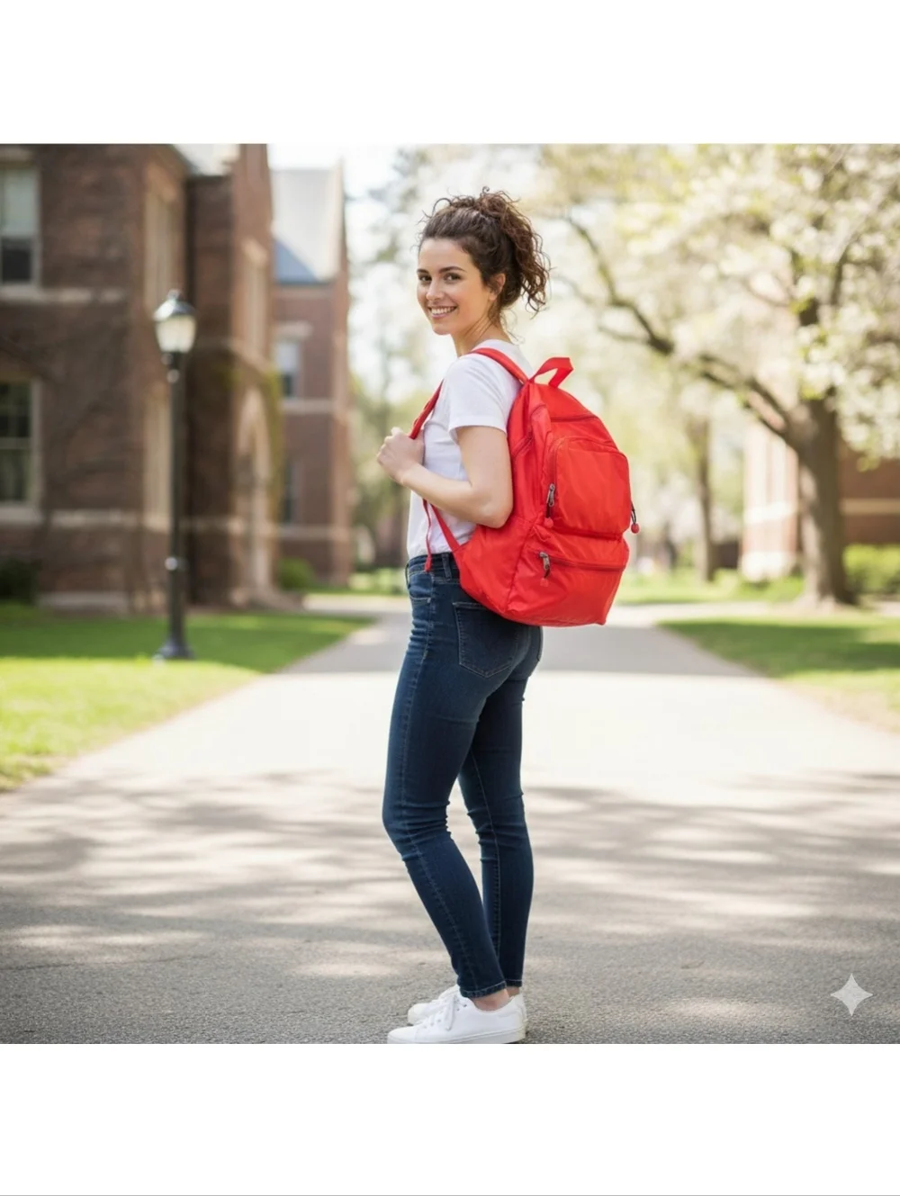 Convertible Backpack Red Folds Pouch Zipper Pocket Rip Stop Travel Lightweight
